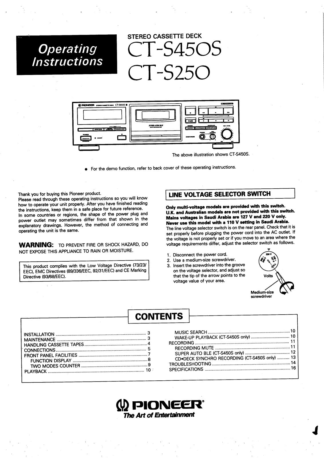 Pioneer CTS-450-S Owners manual