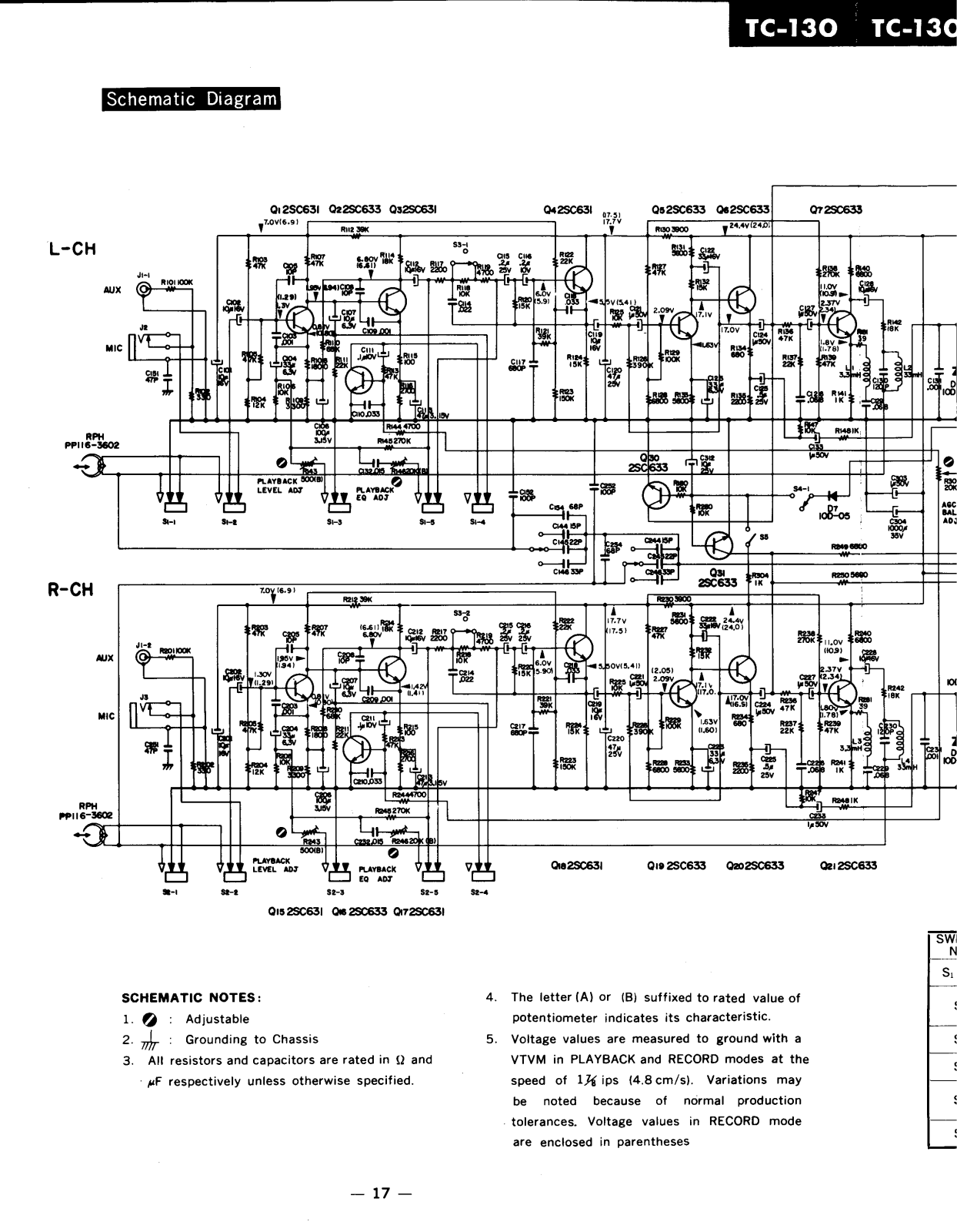 Sony TC-130 Schematic