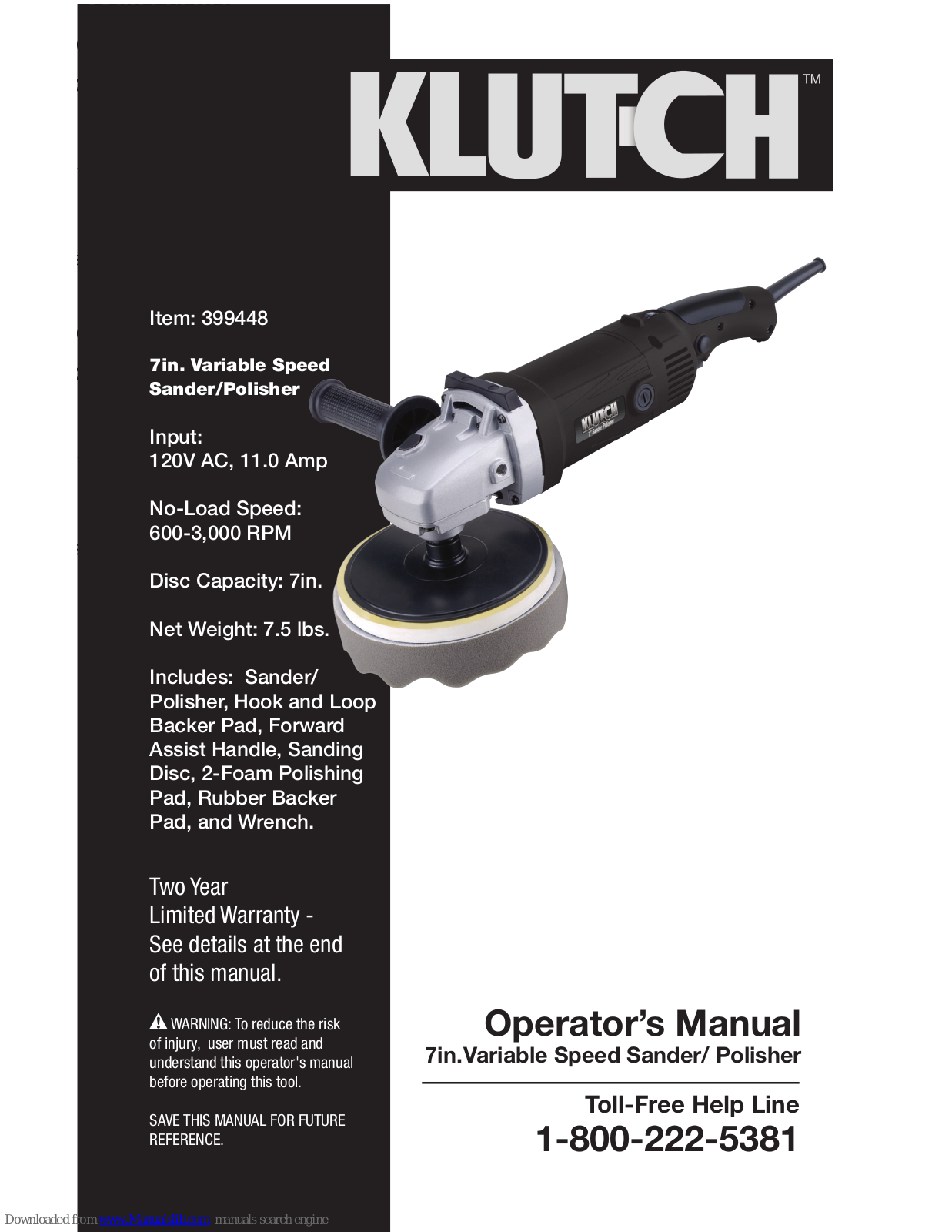 Klutch 399448 Operator's Manual