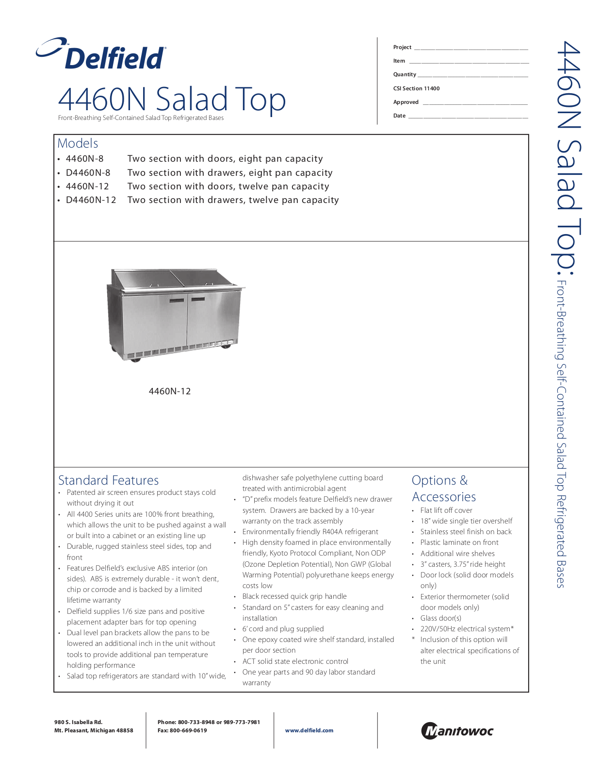 Delfield 4460N-12 User Manual