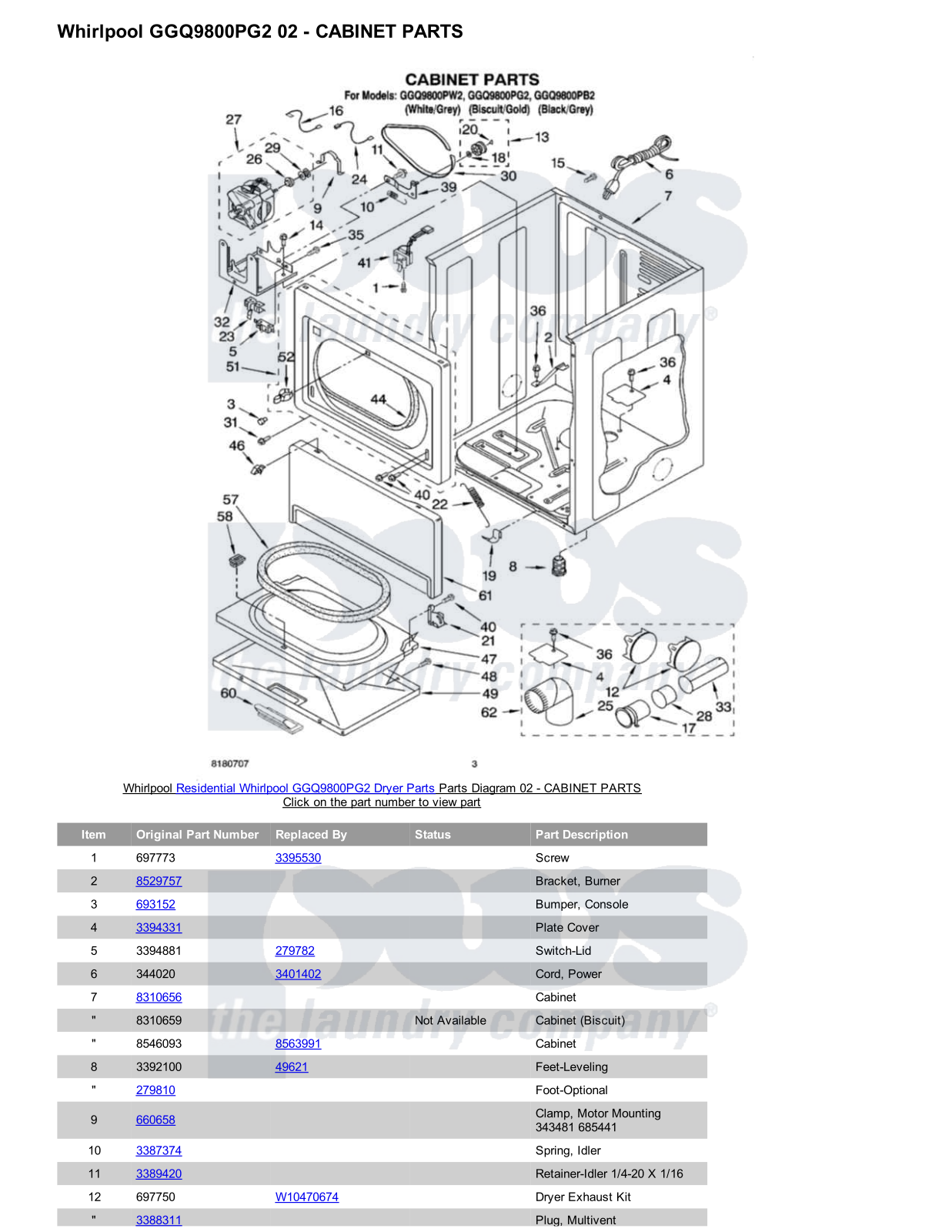 Whirlpool GGQ9800PG2 Parts Diagram