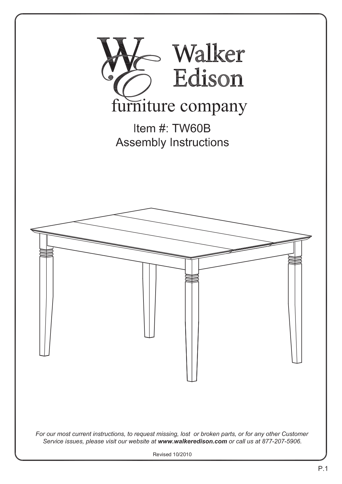 Walker Edison Furniture TW60B User Manual