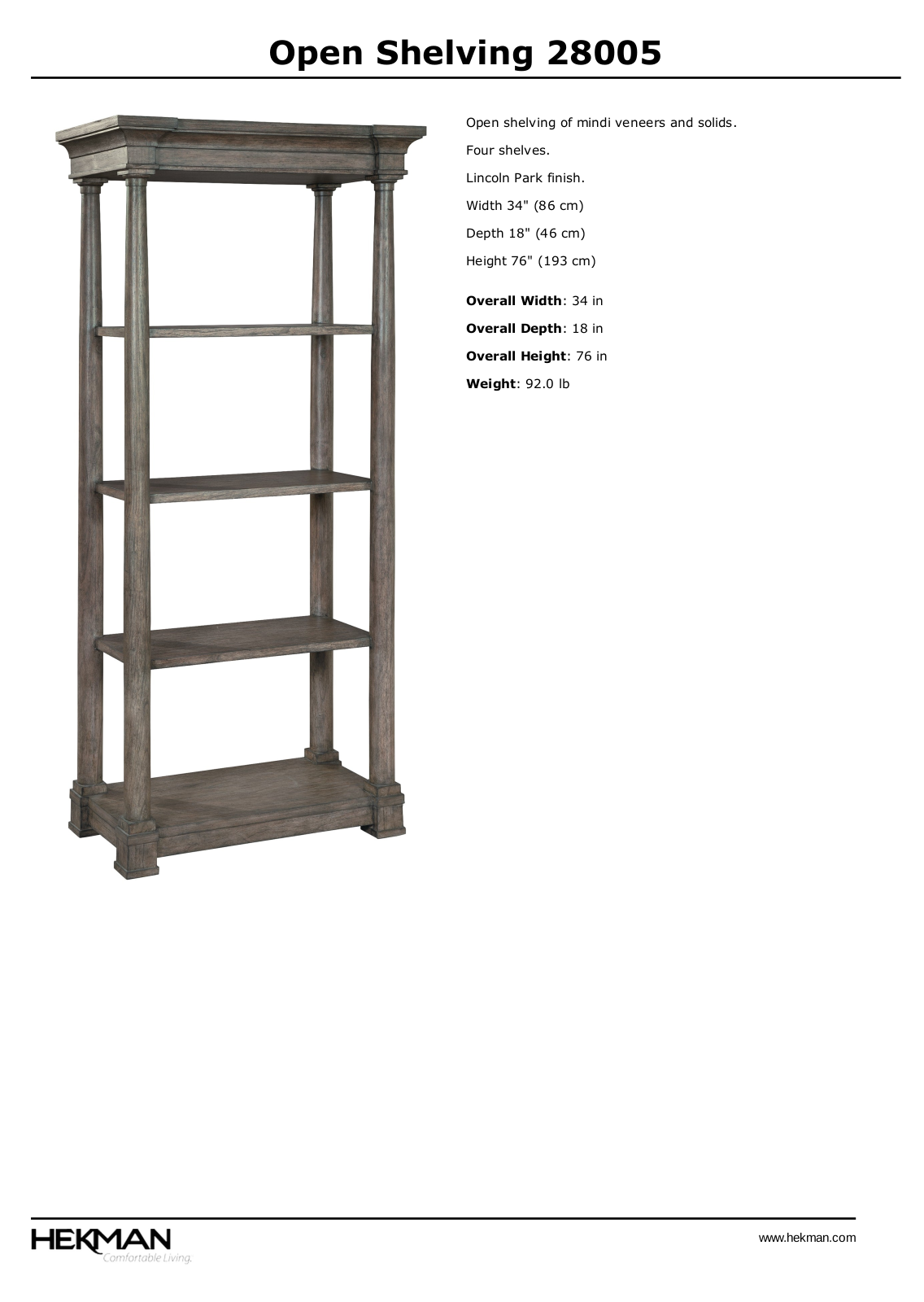 Hekman W002676383 Specifications - ManualMachine.com