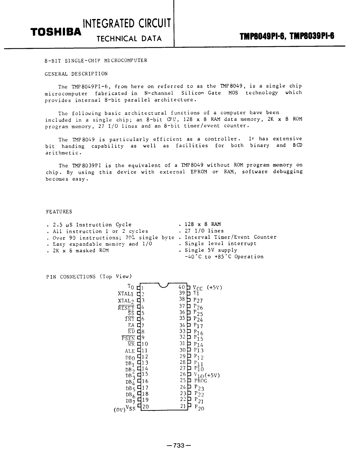 Toshiba TMP8039PI-6 Datasheet