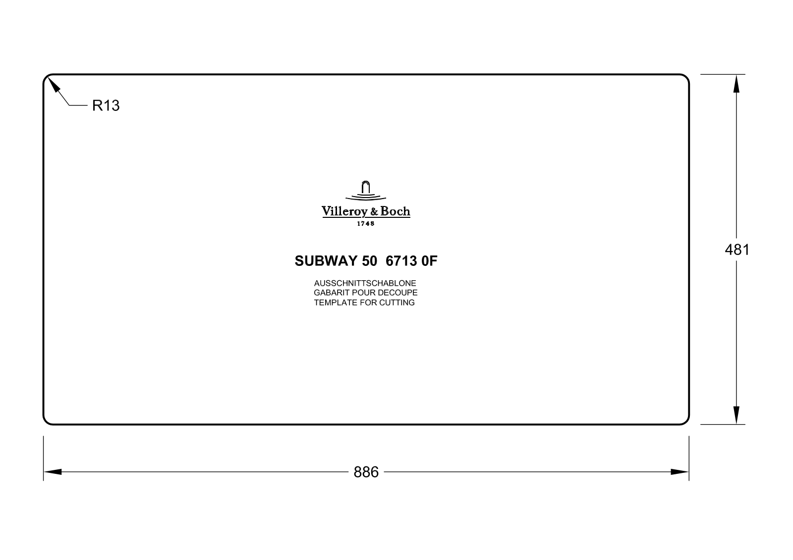Villeroy & Boch 97130F Technical drawing - ManualMachine.com