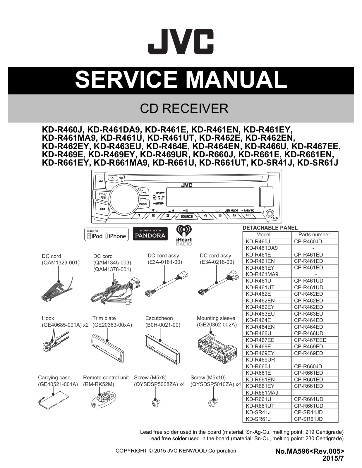 Jvc KD-SR61-J, KD-SR41-J, KD-R661, KD-R660-J, KD-R467-EE Service Manual