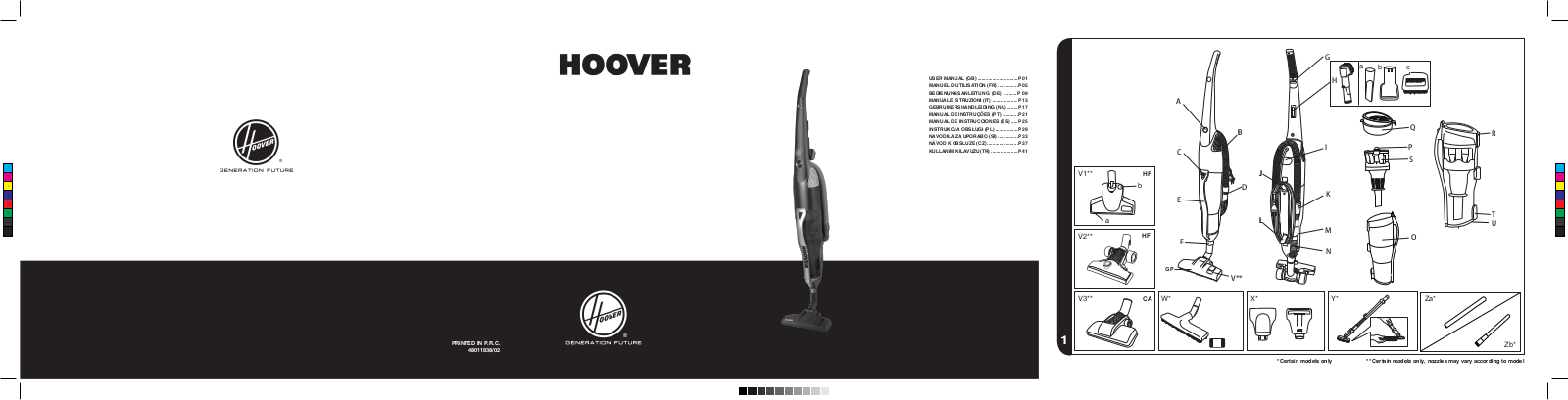 Hoover SY71, SY01 operation manual