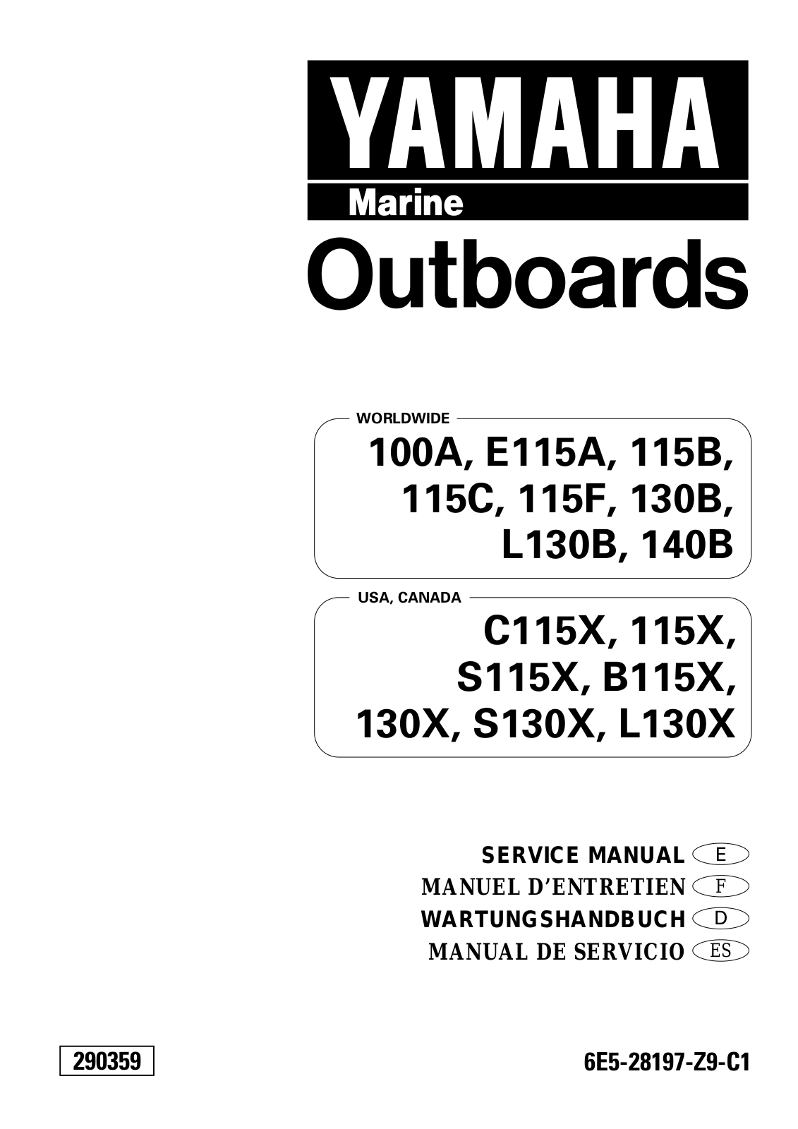 YAMAHA C115X, 115X, S115X, B115X, 130X PARTS CATALOGUE