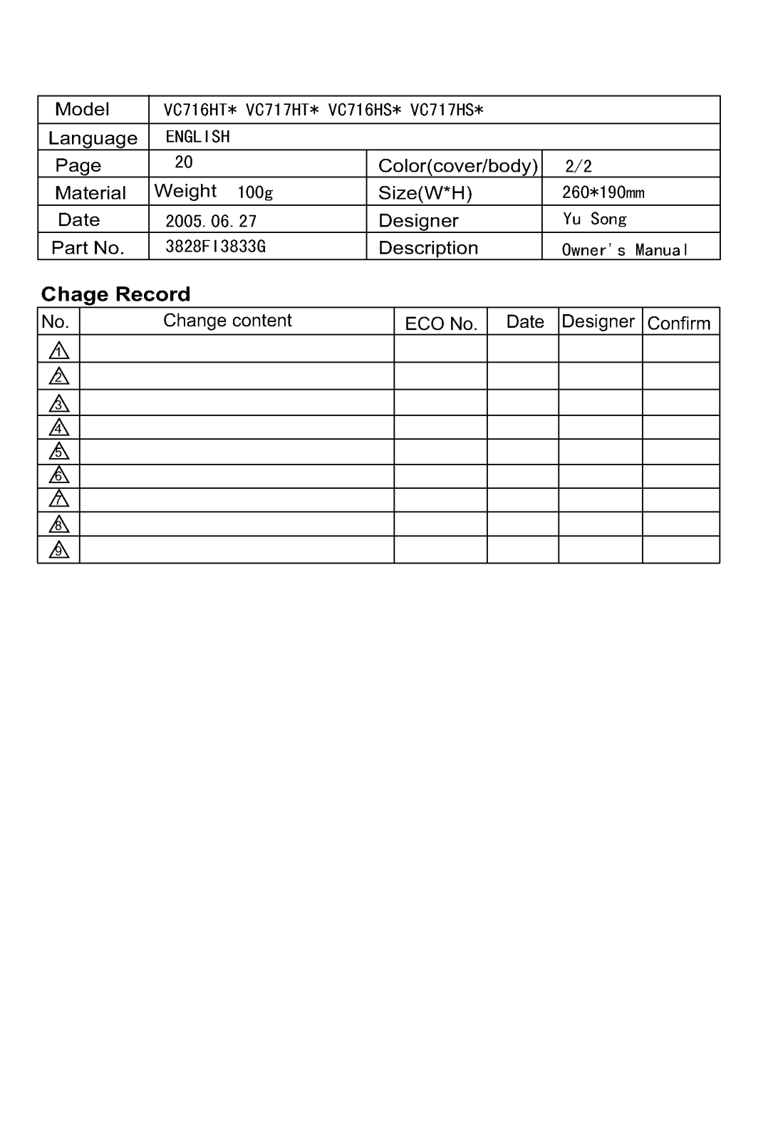 LG VC717HSL User Manual