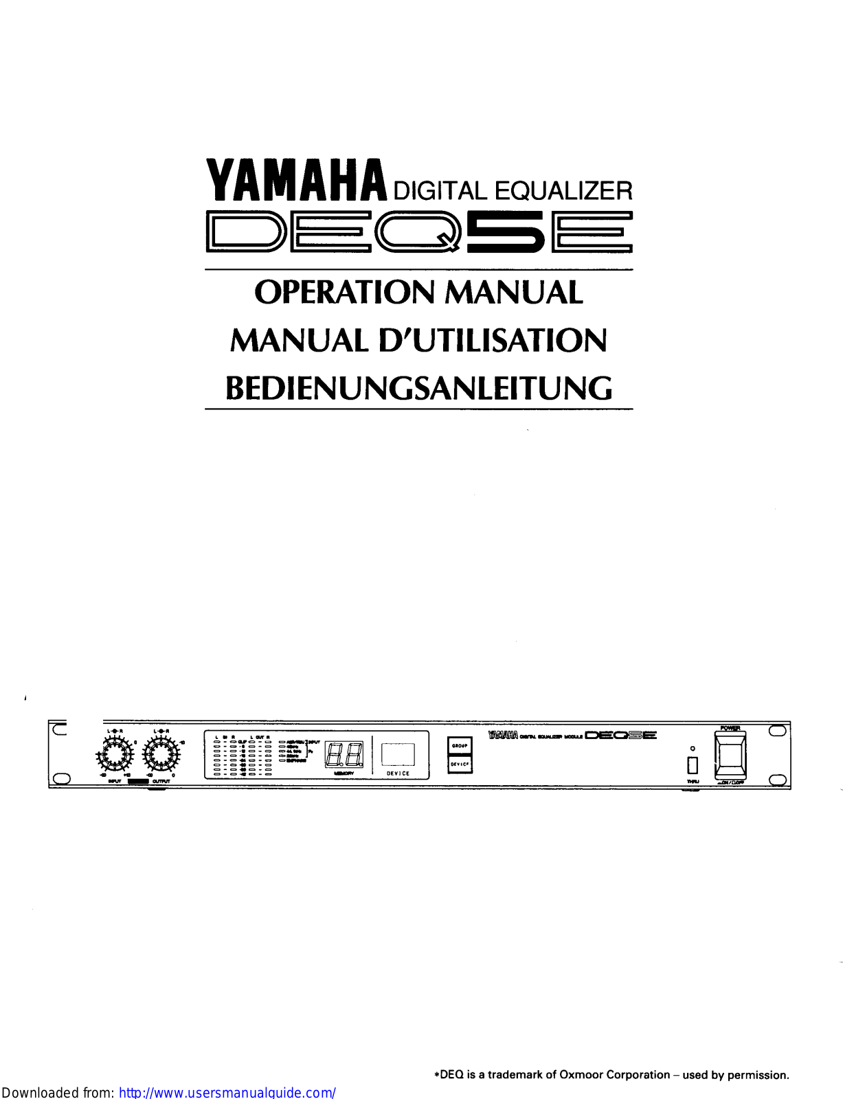 Yamaha Audio DEQ5E User Manual