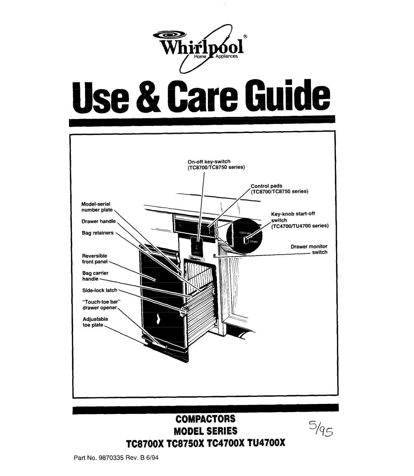 Whirlpool TC8750X, TC8700X, TU4700X User Manual