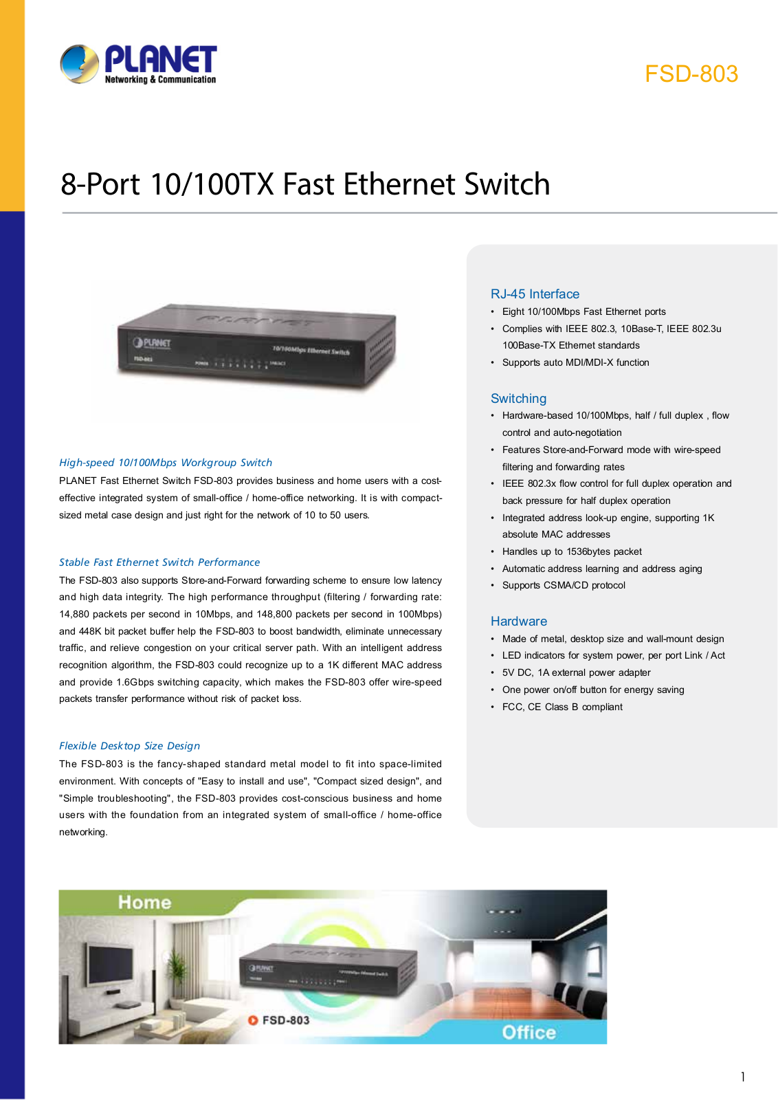 Planet FSD803 User Manual