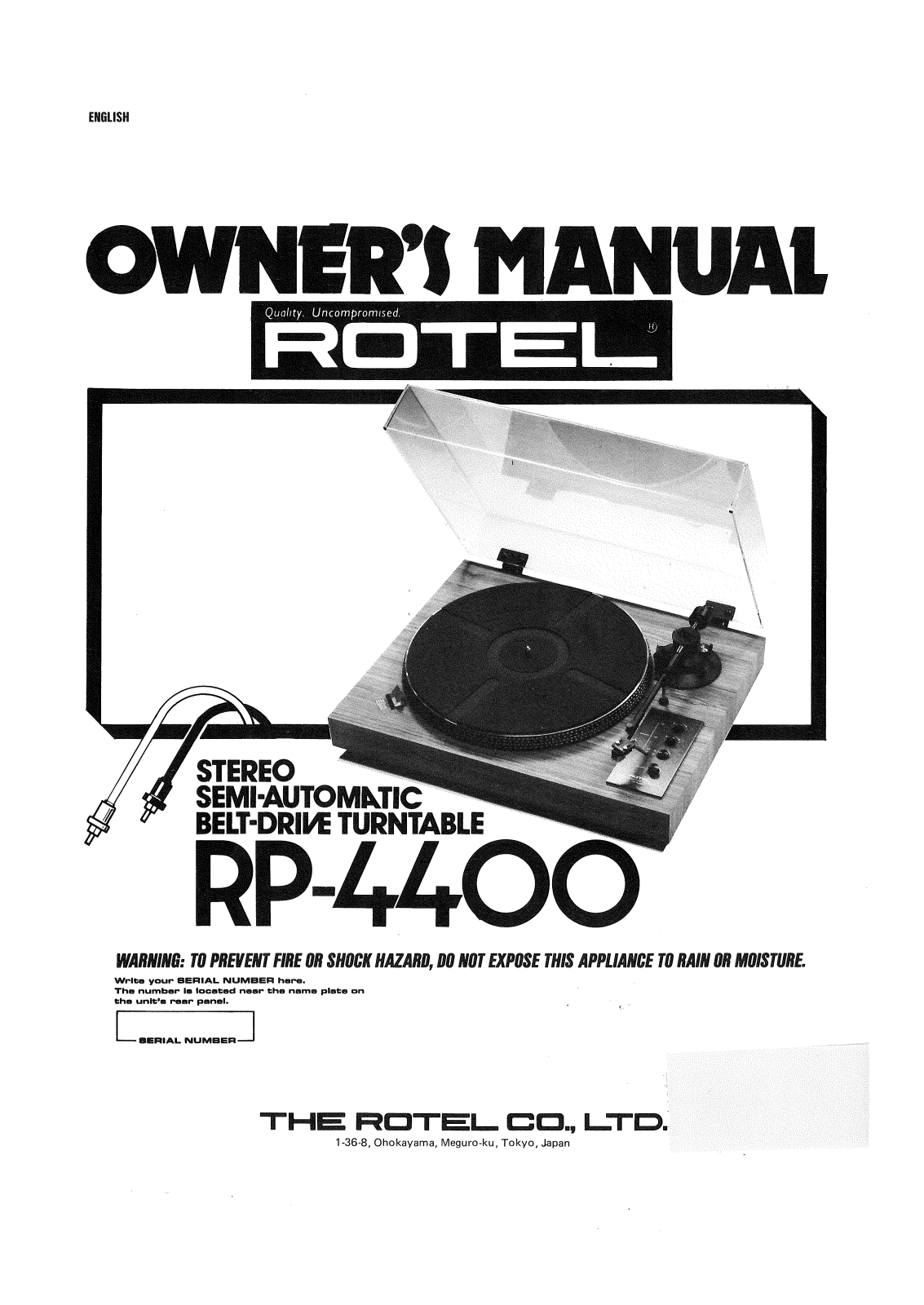 Rotel RP-4400 Owners manual