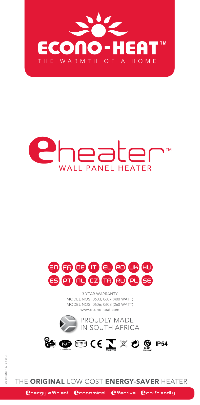 Econo-heat 0607, 0606, 0608, 0603 User Manual