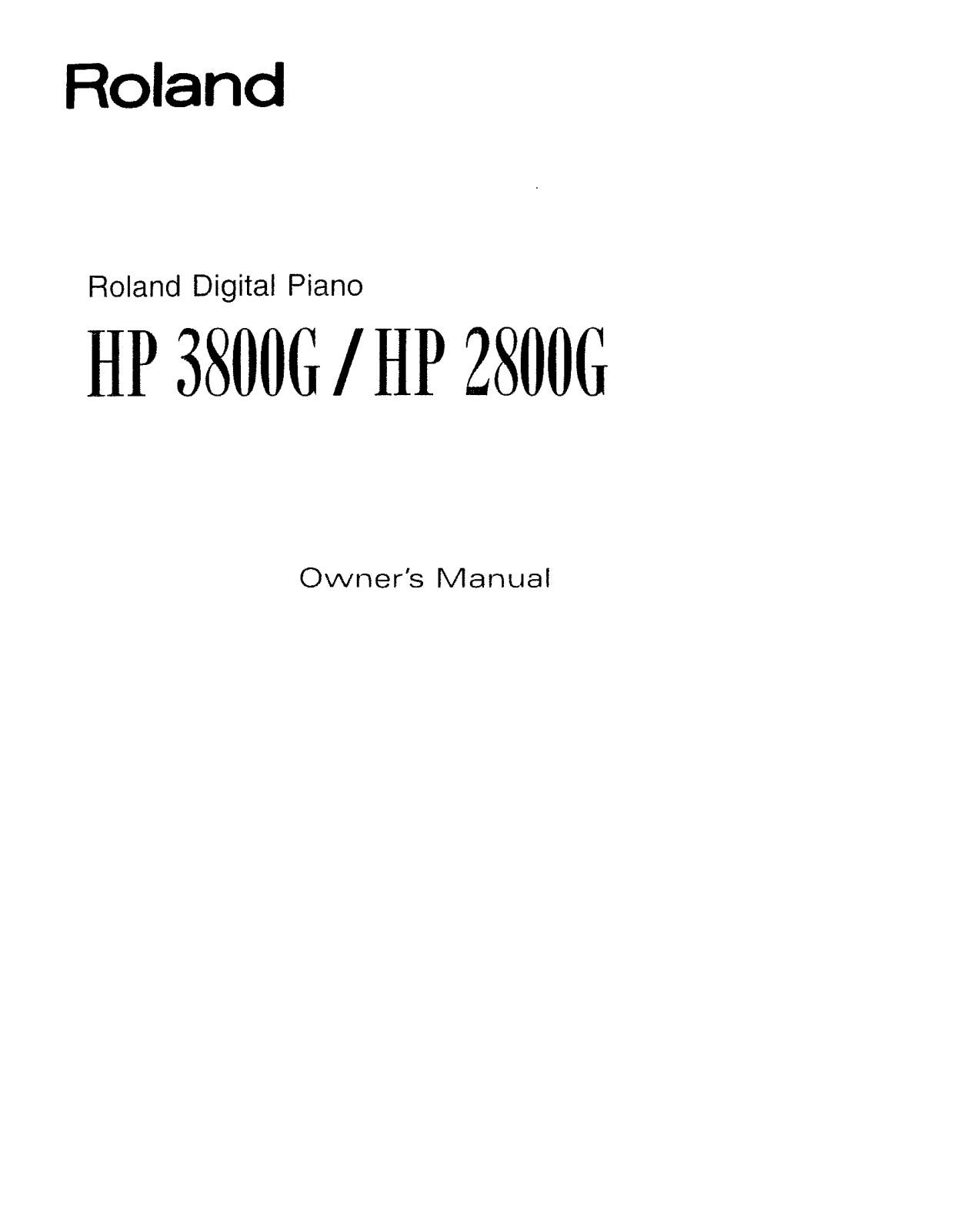 Roland Corporation HP-3800G Owner's Manual