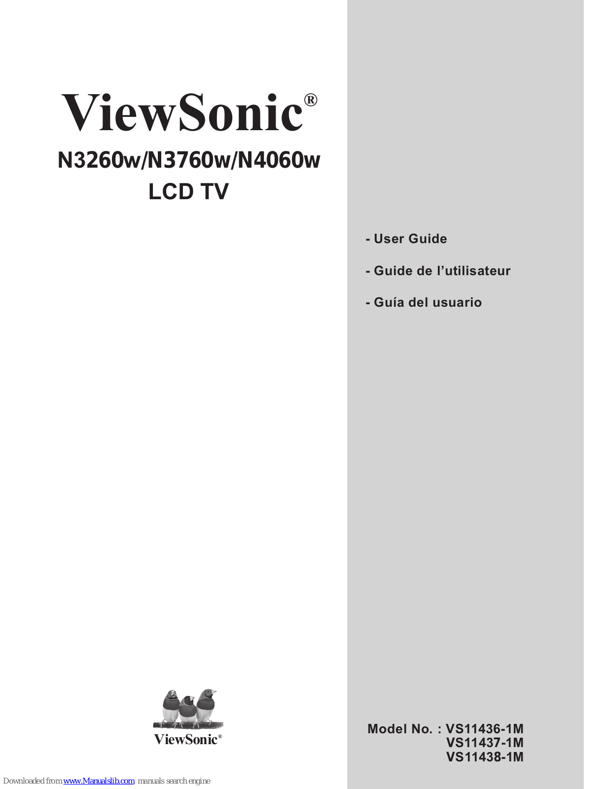 ViewSonic VS11436-1M, VS11438-1M, N3260w, N3260w-2, N3260w/N3760w/N4060w User Manual