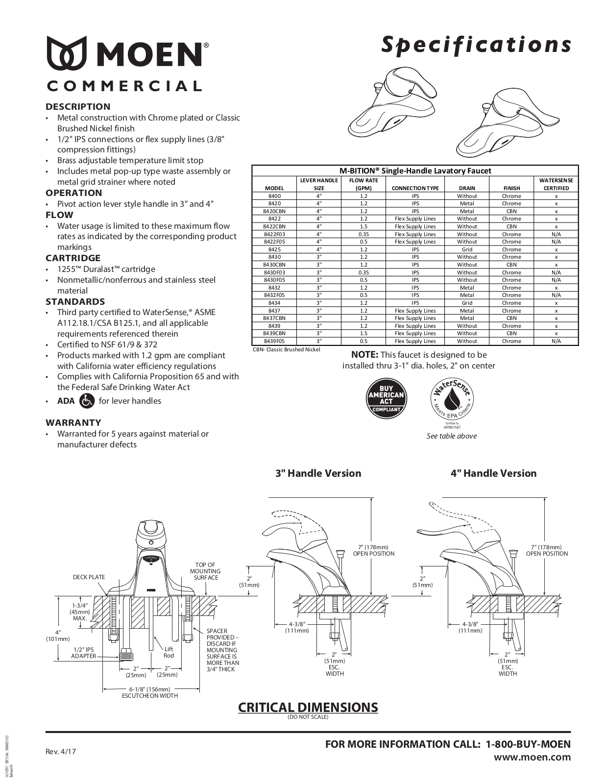 Moen MOE4461 Specifications - ManualMachine.com