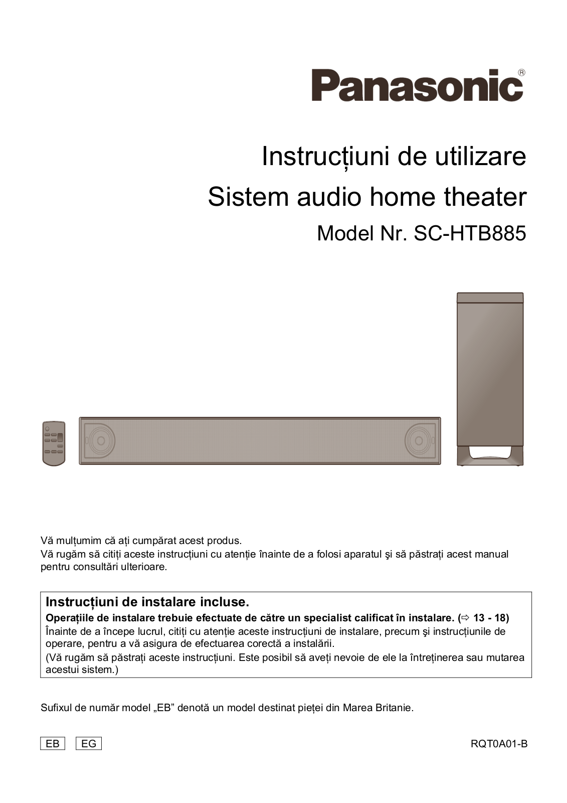 Panasonic SC-HTB885 User Manual