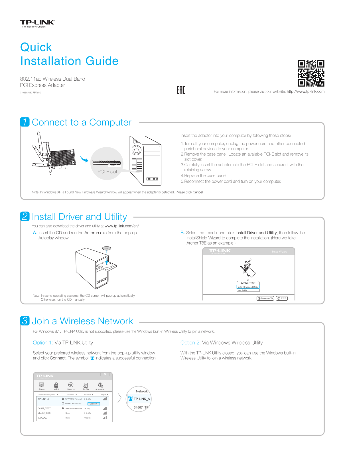 TP-Link Archer T8E, Archer T9E Quick Installation Guide