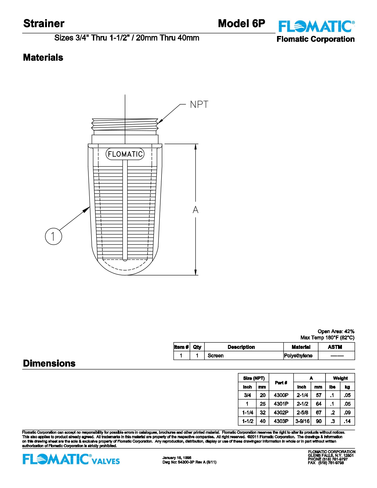 Flomatic 6P Parts List