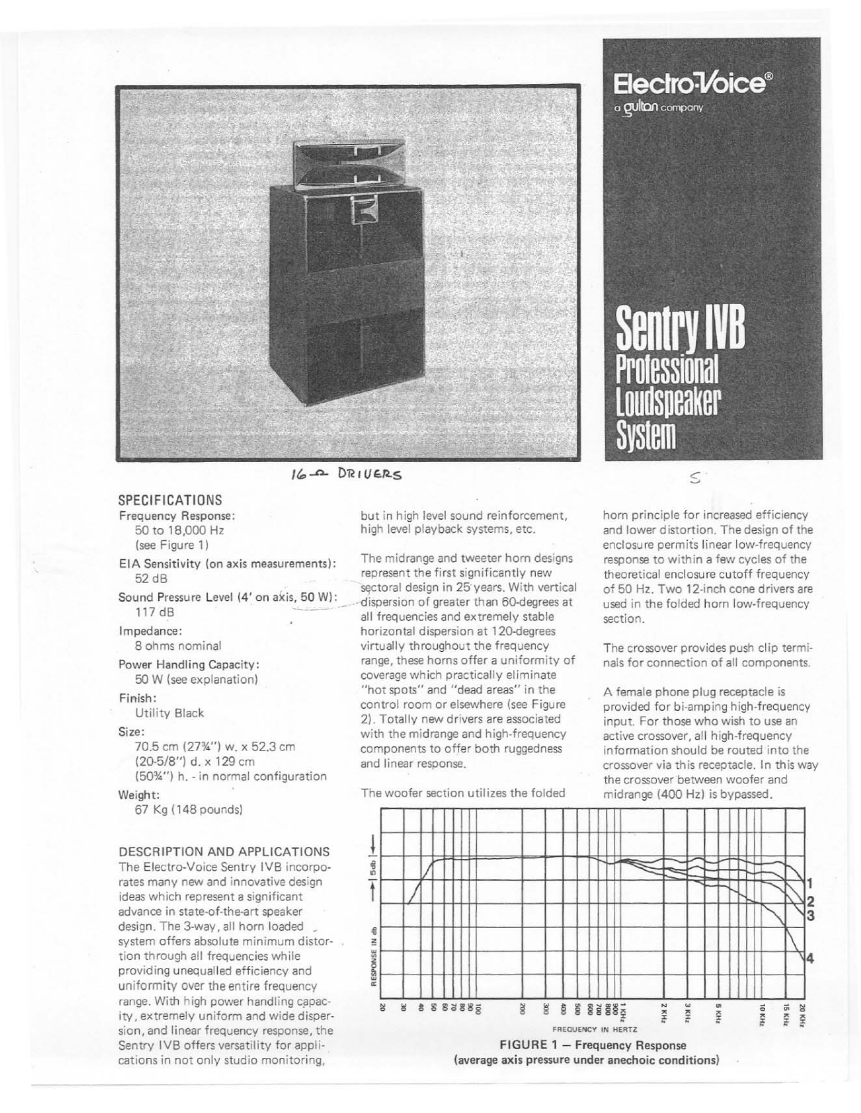 Electro-voice SENTRY IVB DATASHEET