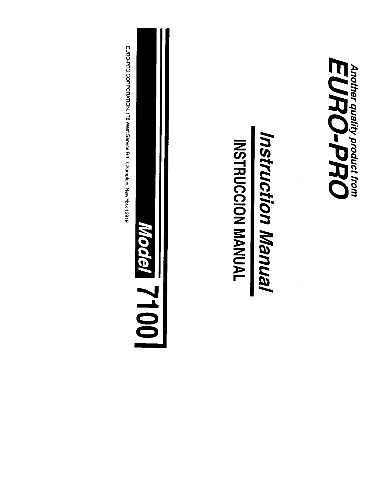 Euro-Pro EP7100, 13520 Owner’s Manual