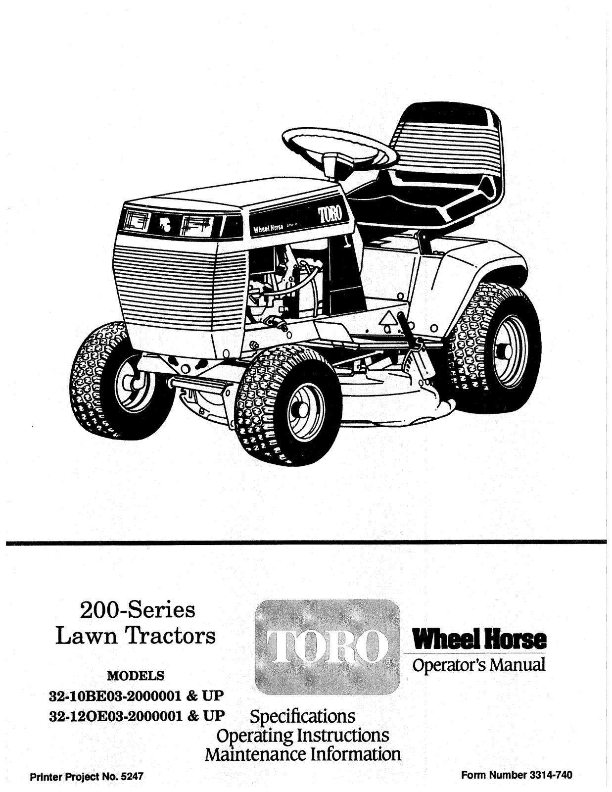 Toro 32-10BE03, 32-12OE03 Operator's Manual