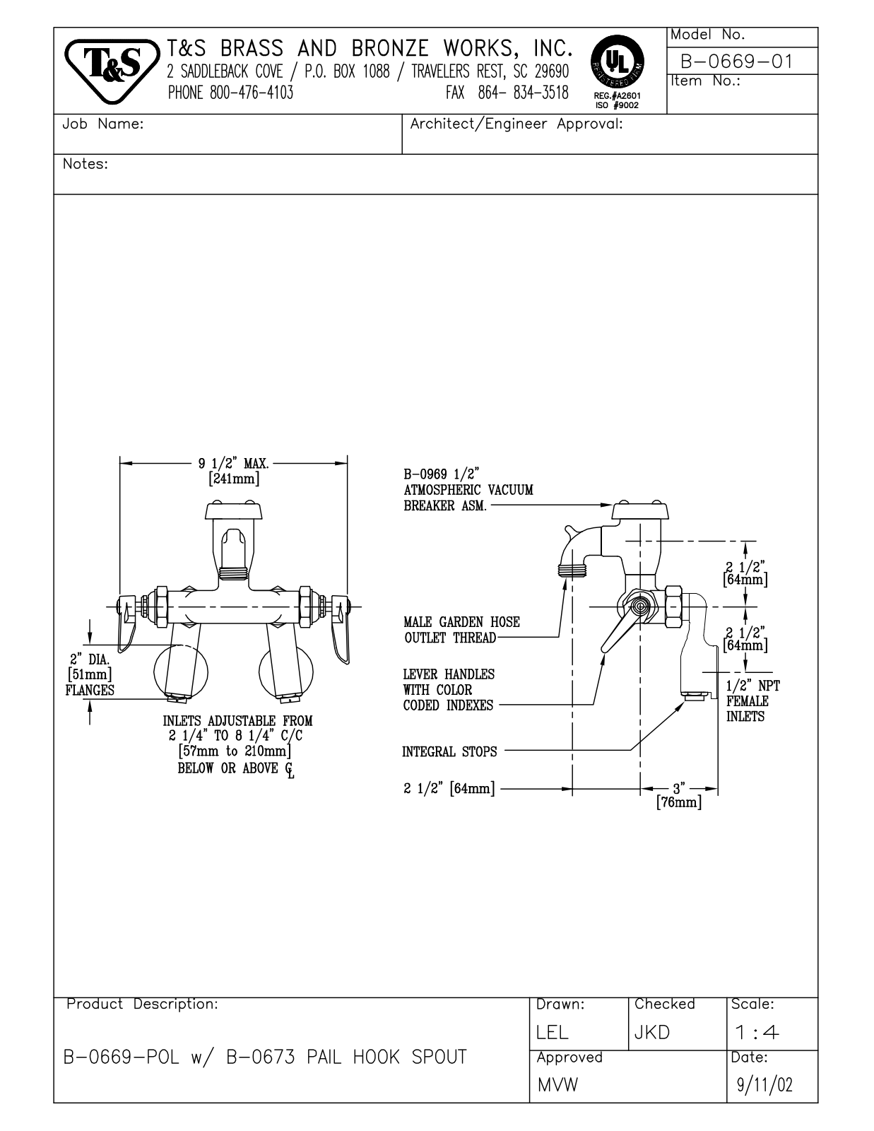 T & S Brass & Bronze Works B-0669-01 General Manual