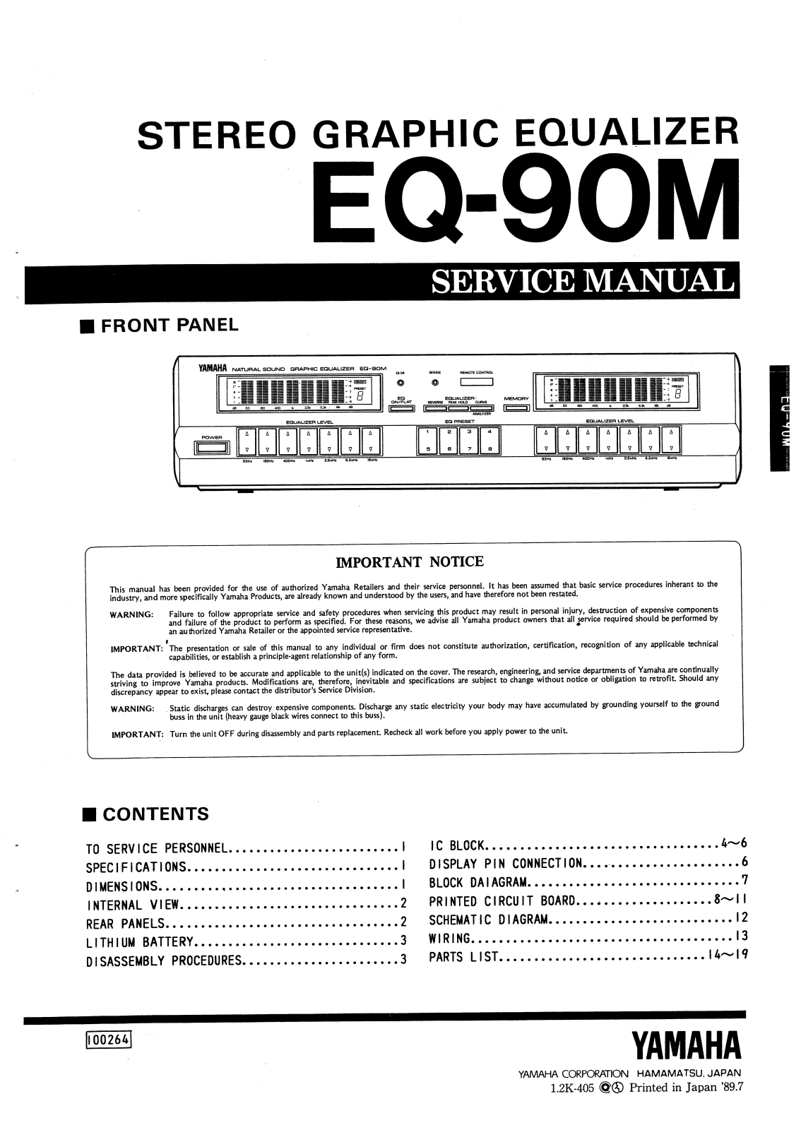 Yamaha EQ-90-M Service Manual