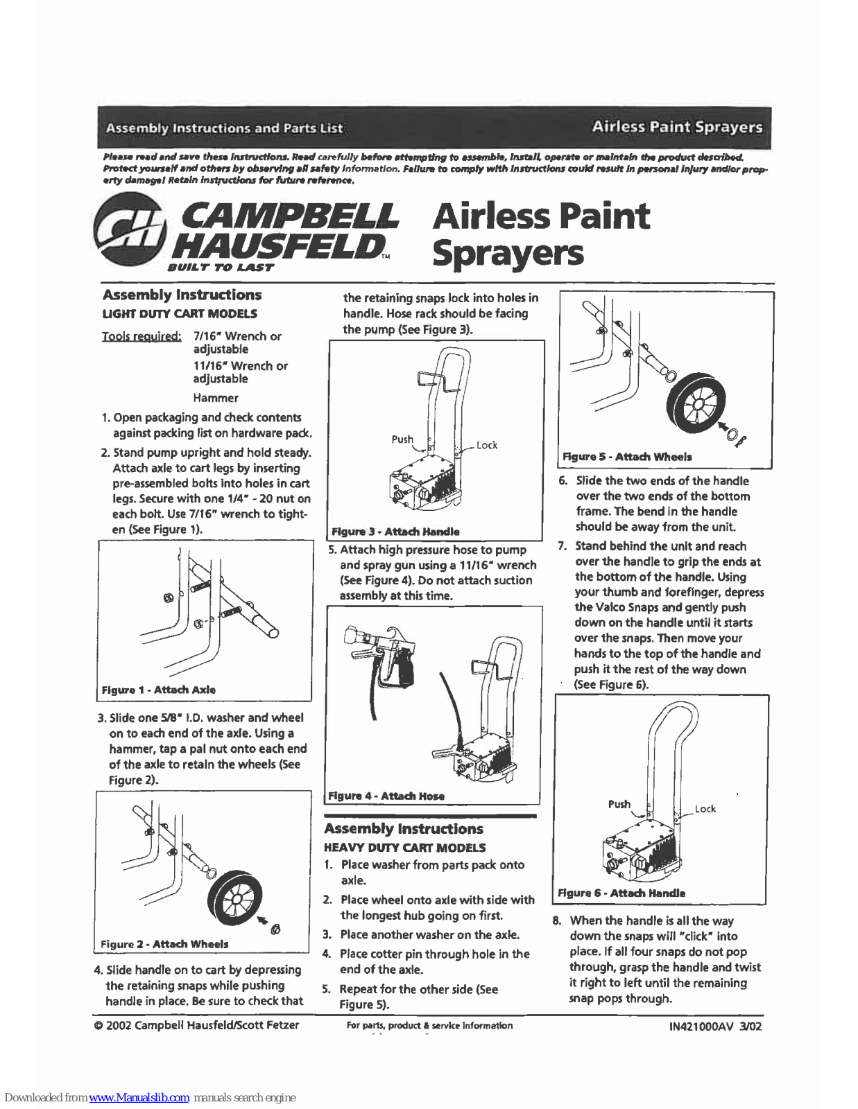 Campbell Hausfeld PS240R Assembly Instructions And Parts List