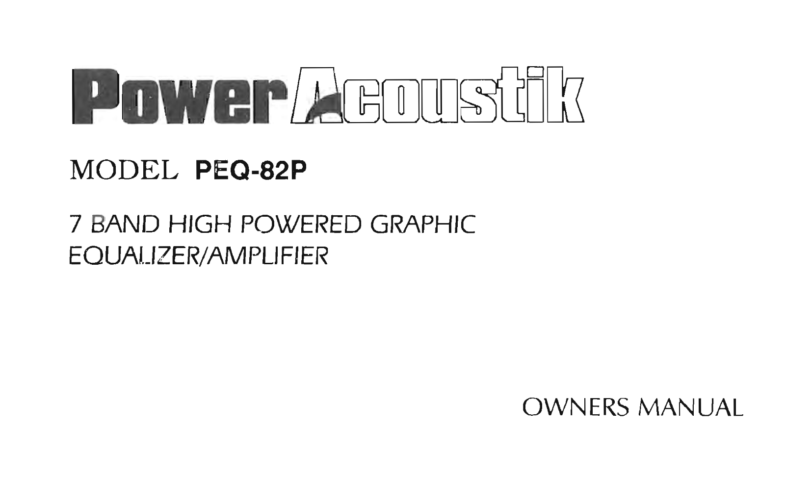 Power Acoustik PEQ-82P User Manual