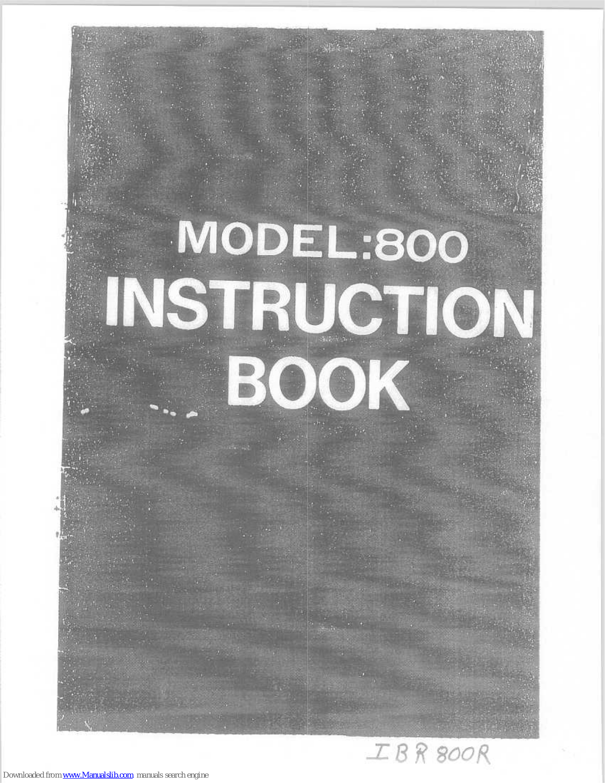 Riccar 800 Instruction Book