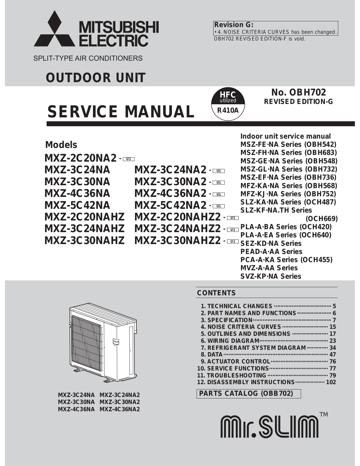 Mitsubishi MXZ-3C30NA, MXZ-3C24NA, MXZ-3C24NA2-U1, MXZ-3C30NAHZ, MXZ-3C24NAHZ Service Manual