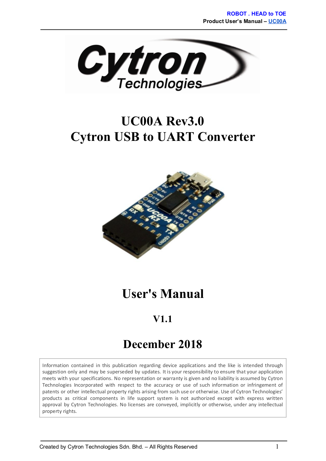 Cytron Technologies UC00A User Manual - ManualMachine.com