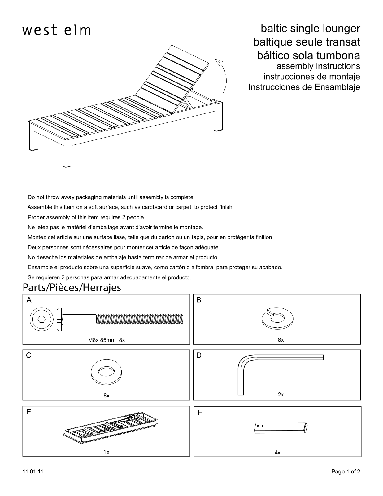 West Elm Baltic Lounger Assembly Instruction