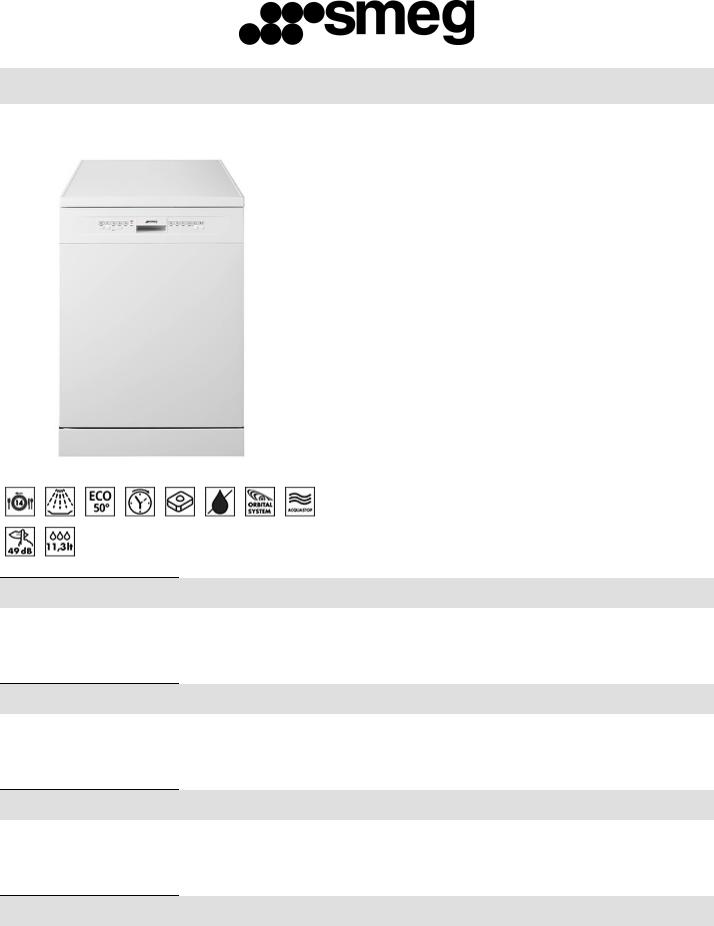 Smeg DWA6214W2 Technical sheet