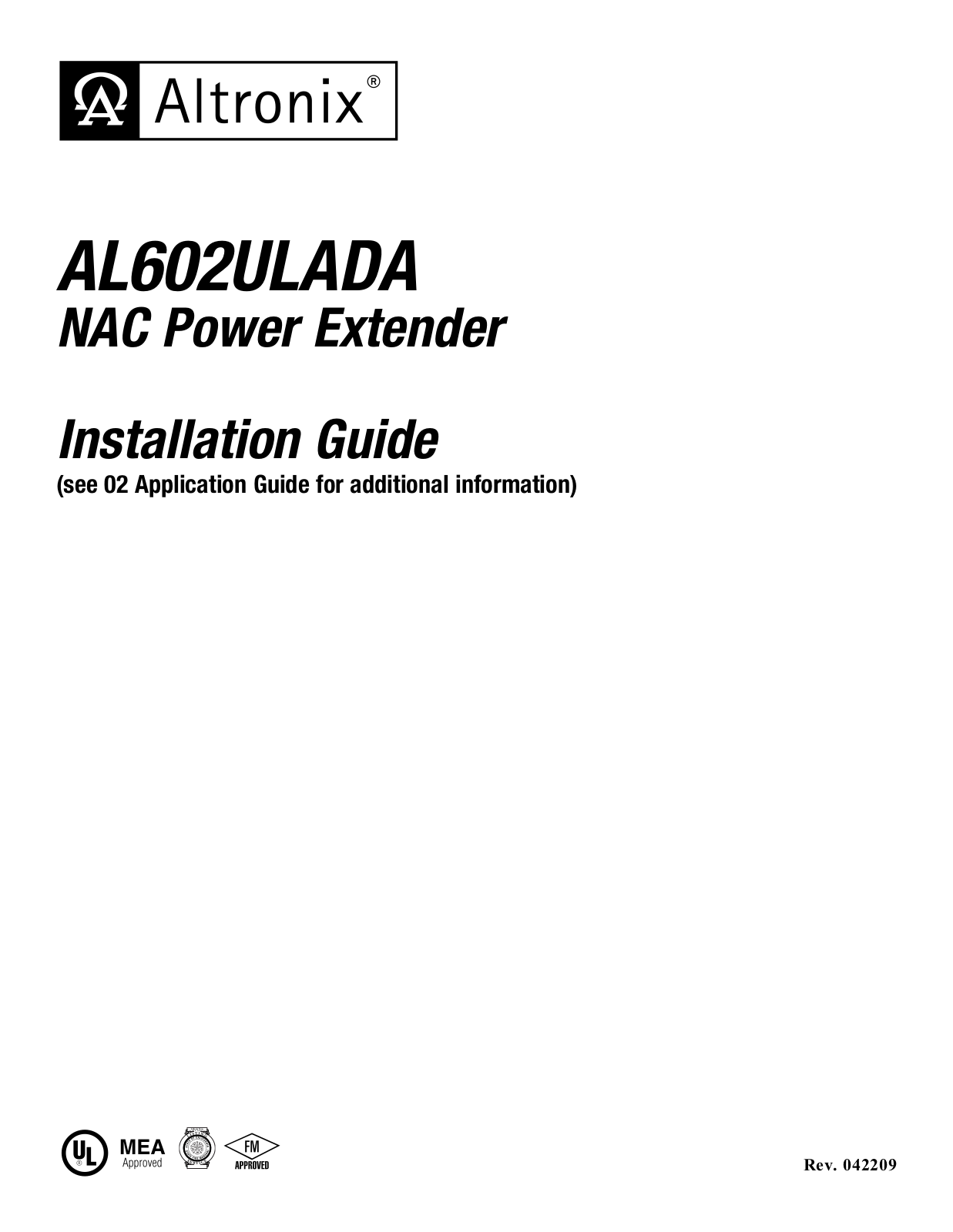 Altronix AL602ULADA Installation Instructions