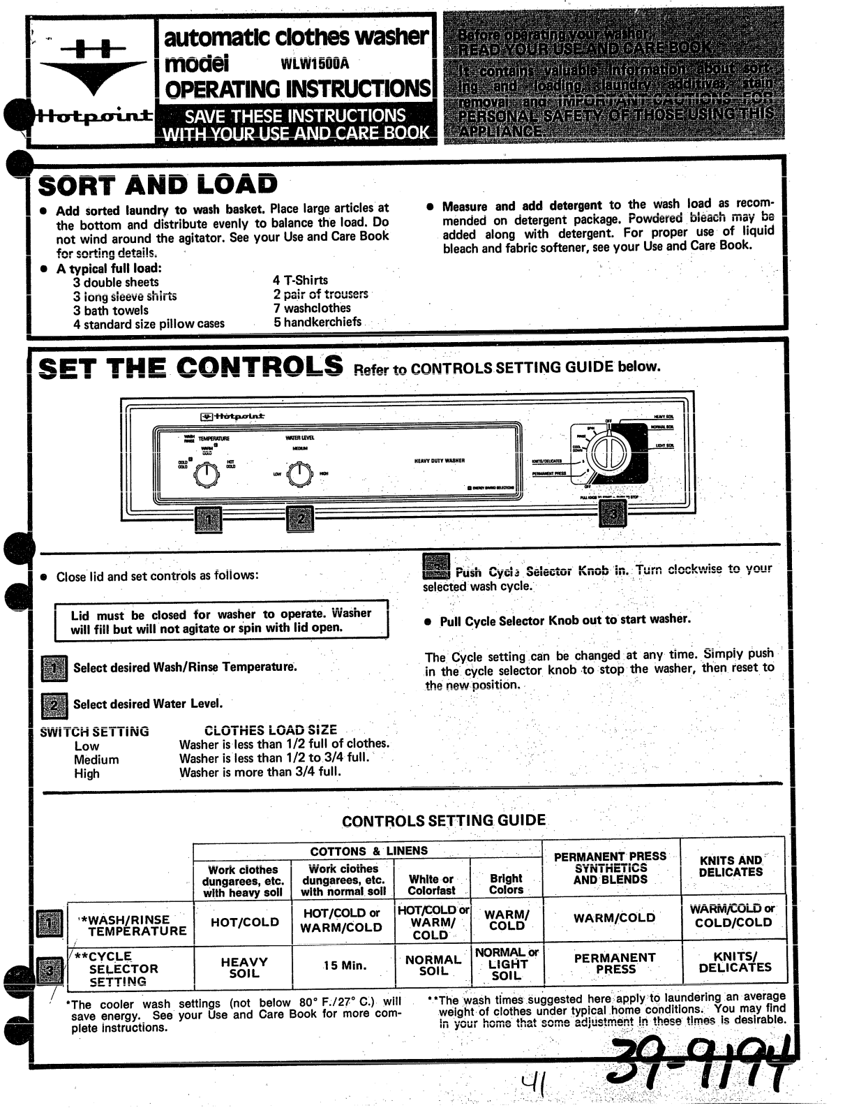GE WLW1500A Operating Instructions - ManualMachine.com