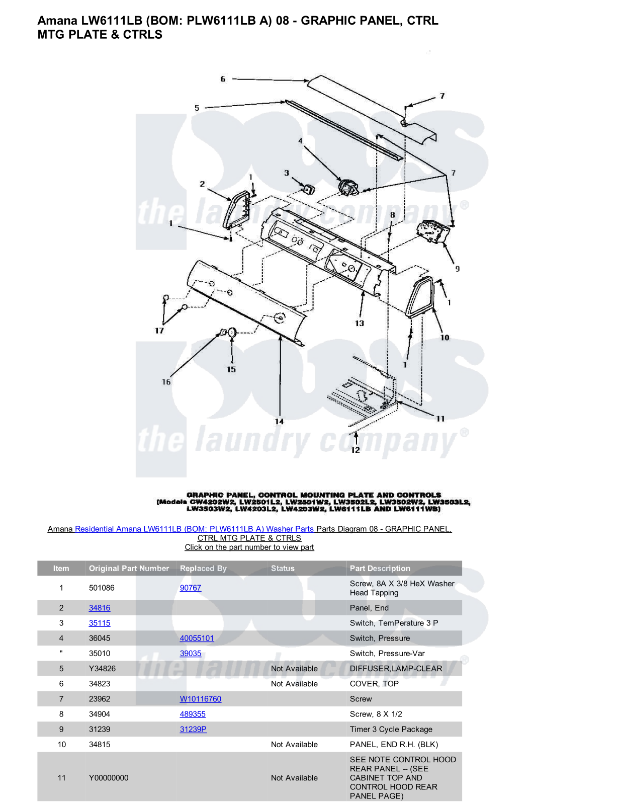 Amana LW6111LB Parts Diagram