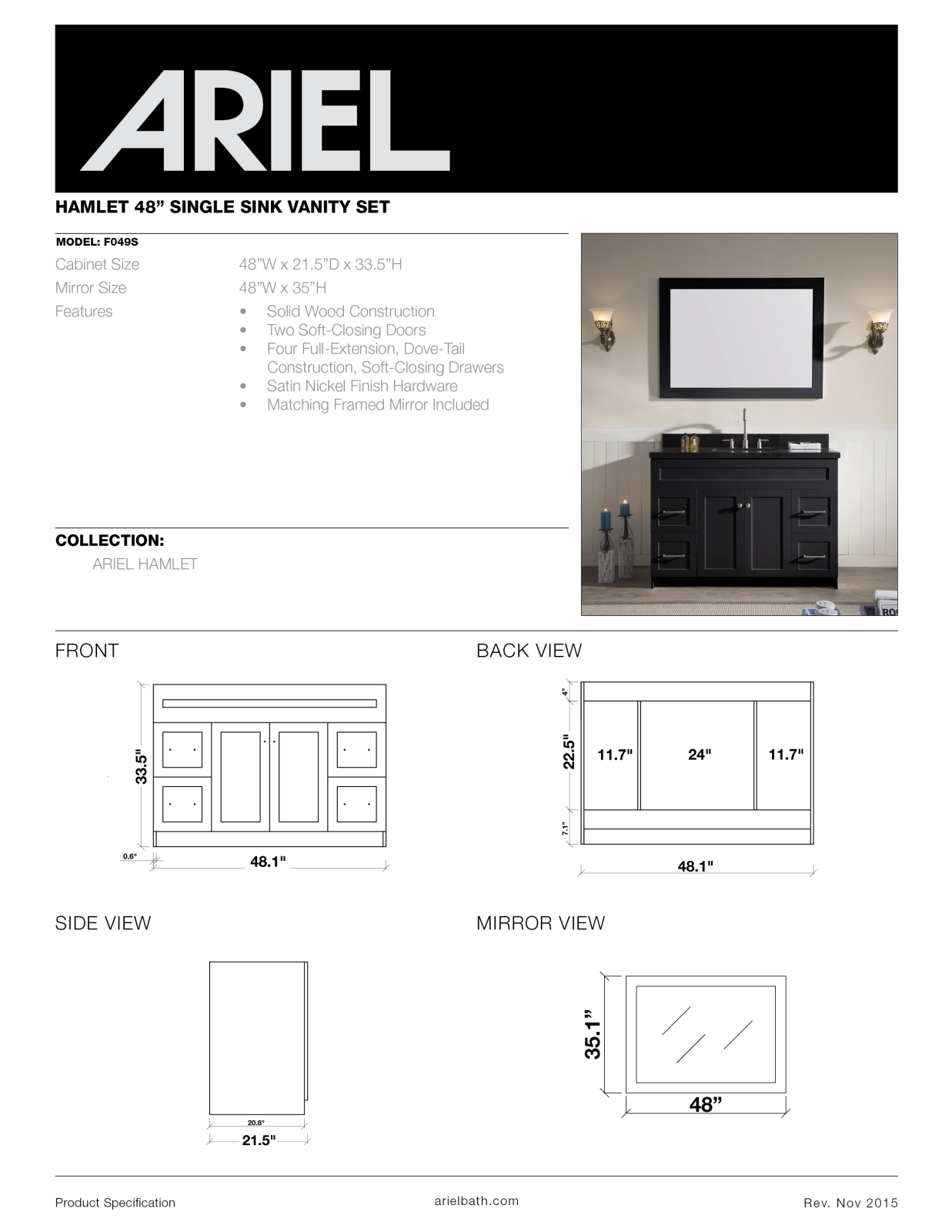 Ariel F049SWQWHT Installation Manual