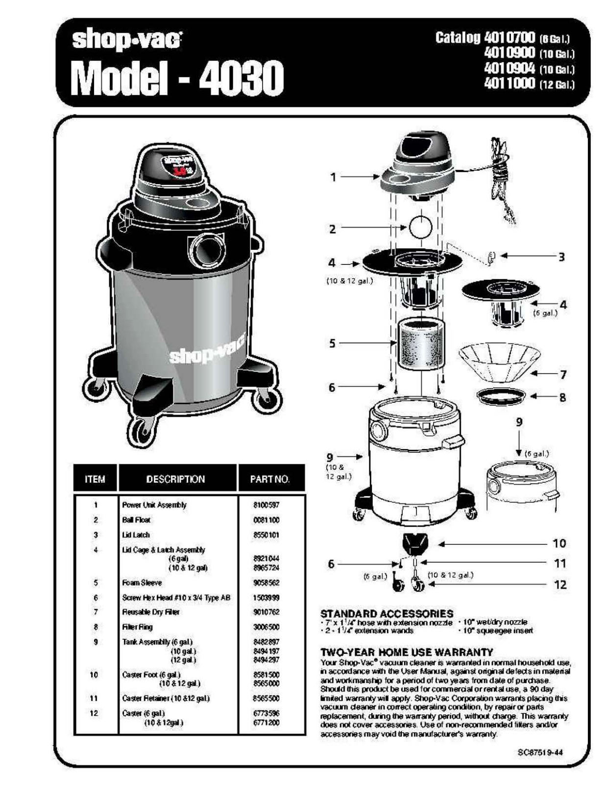 Shop Vac 4030 Owner's Manual