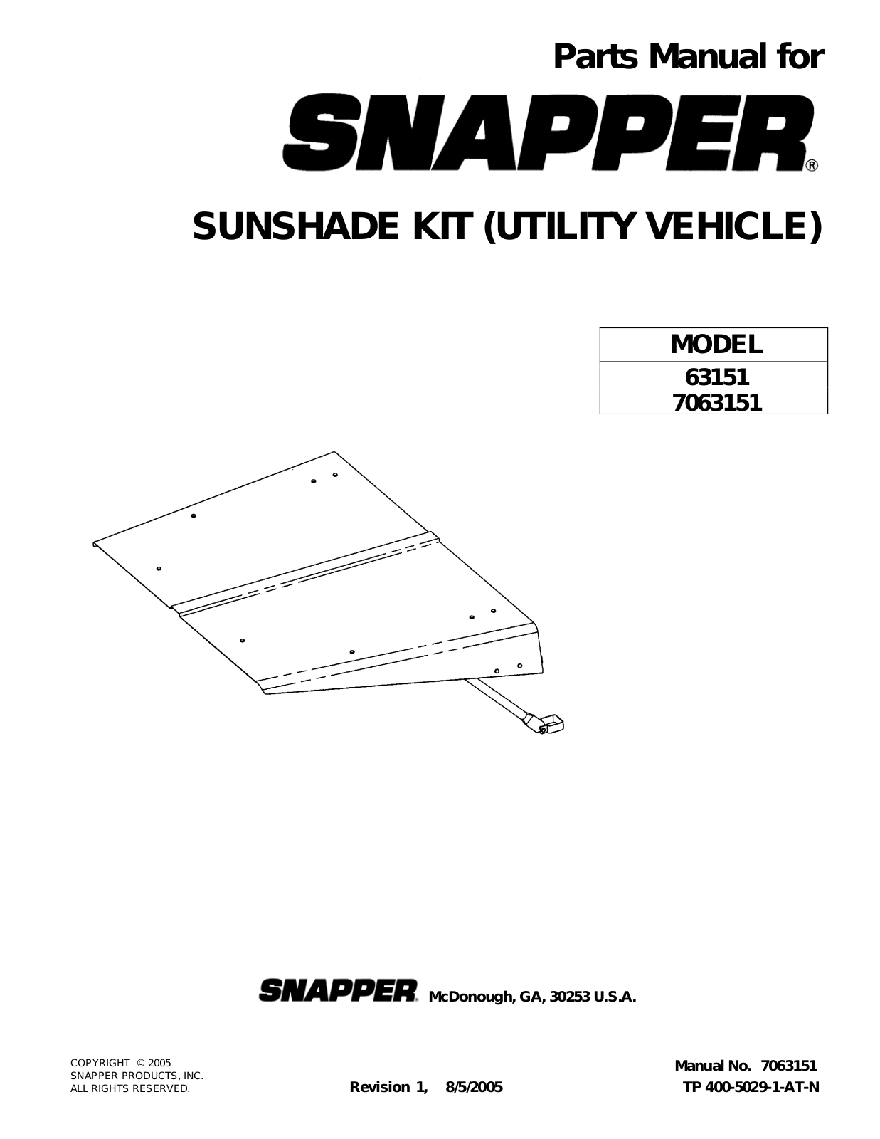 Snapper 63151, 7063151 User Manual