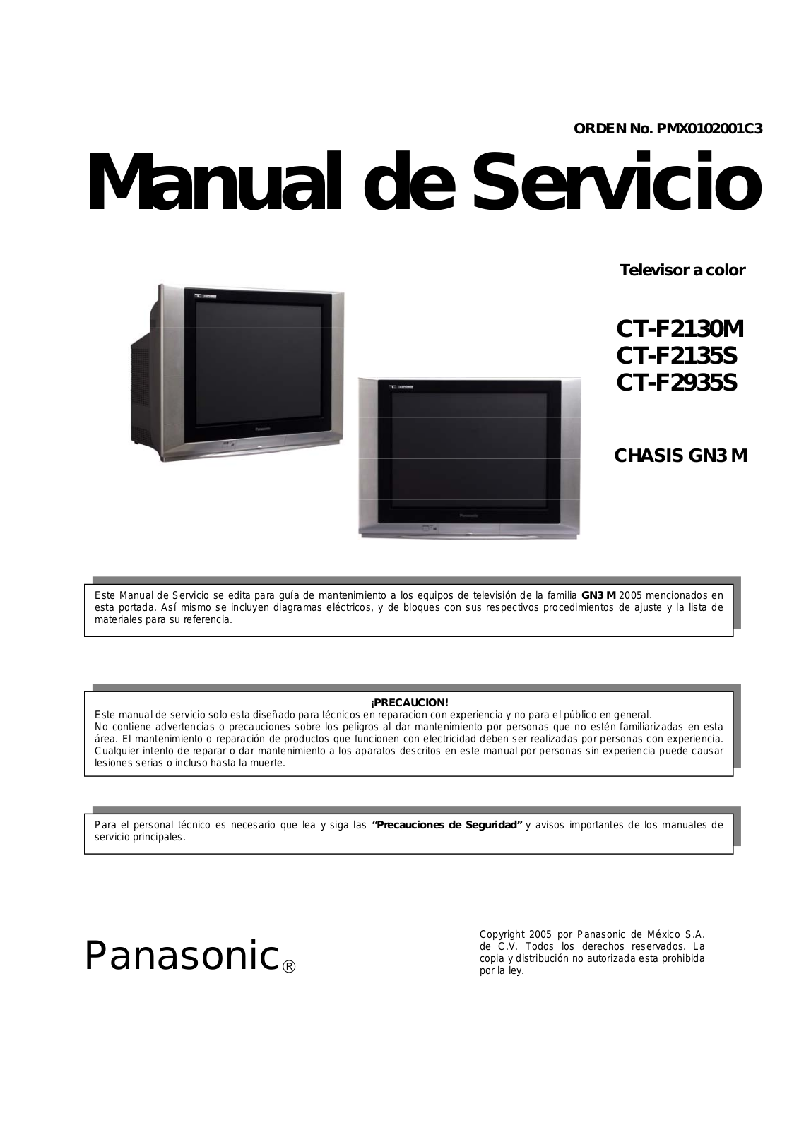 Panasonic CT F2130M, CT F2135S, CT F2935S Service Manual