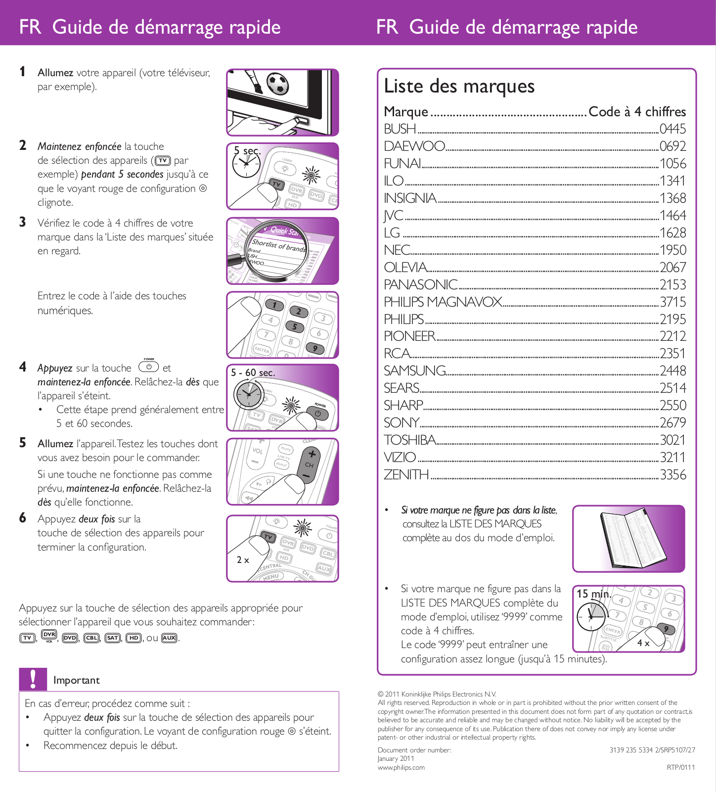 Philips SRP5107/27 Quick Start Guide