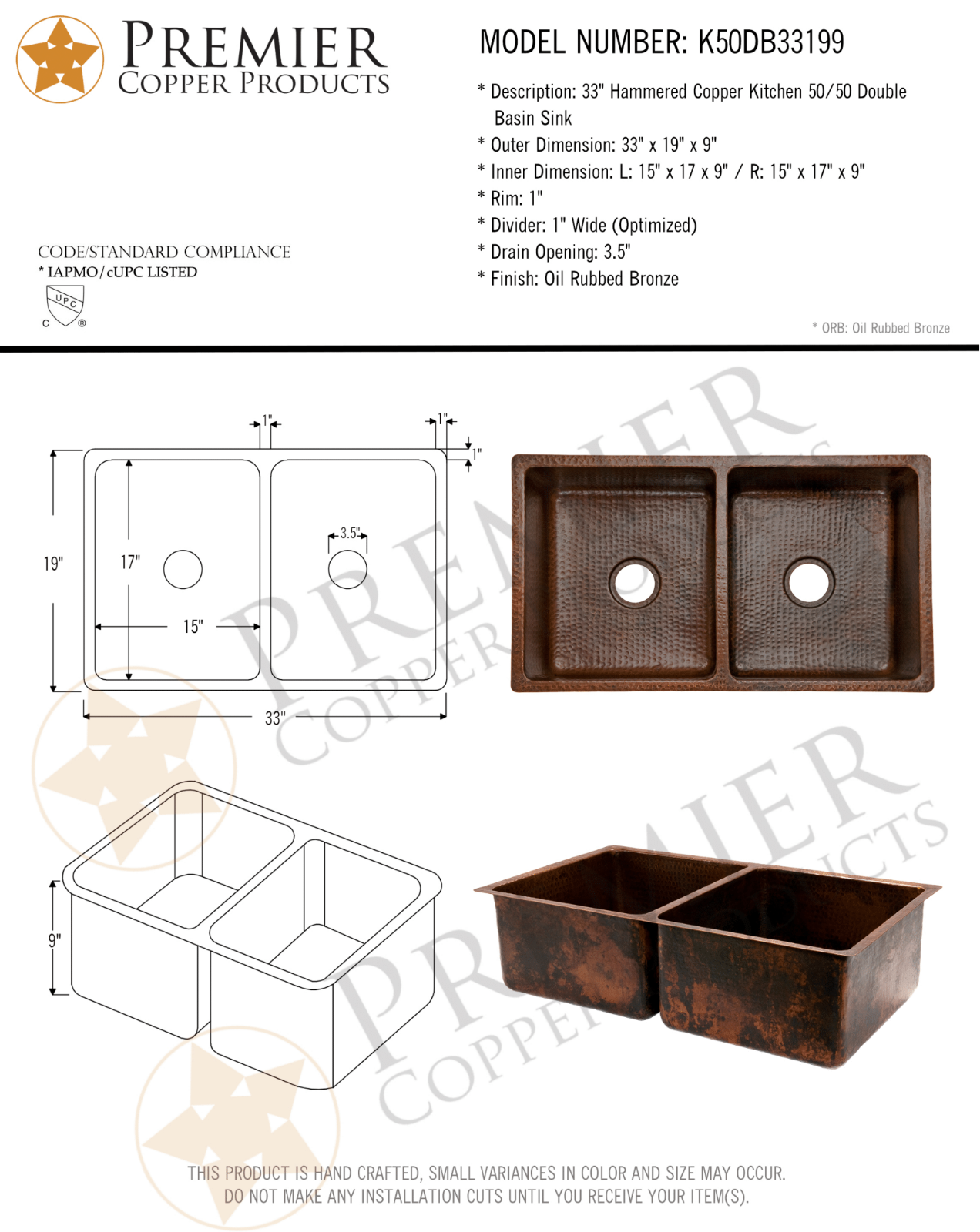 Premier Copper Products IER1066 Specifications - ManualMachine.com