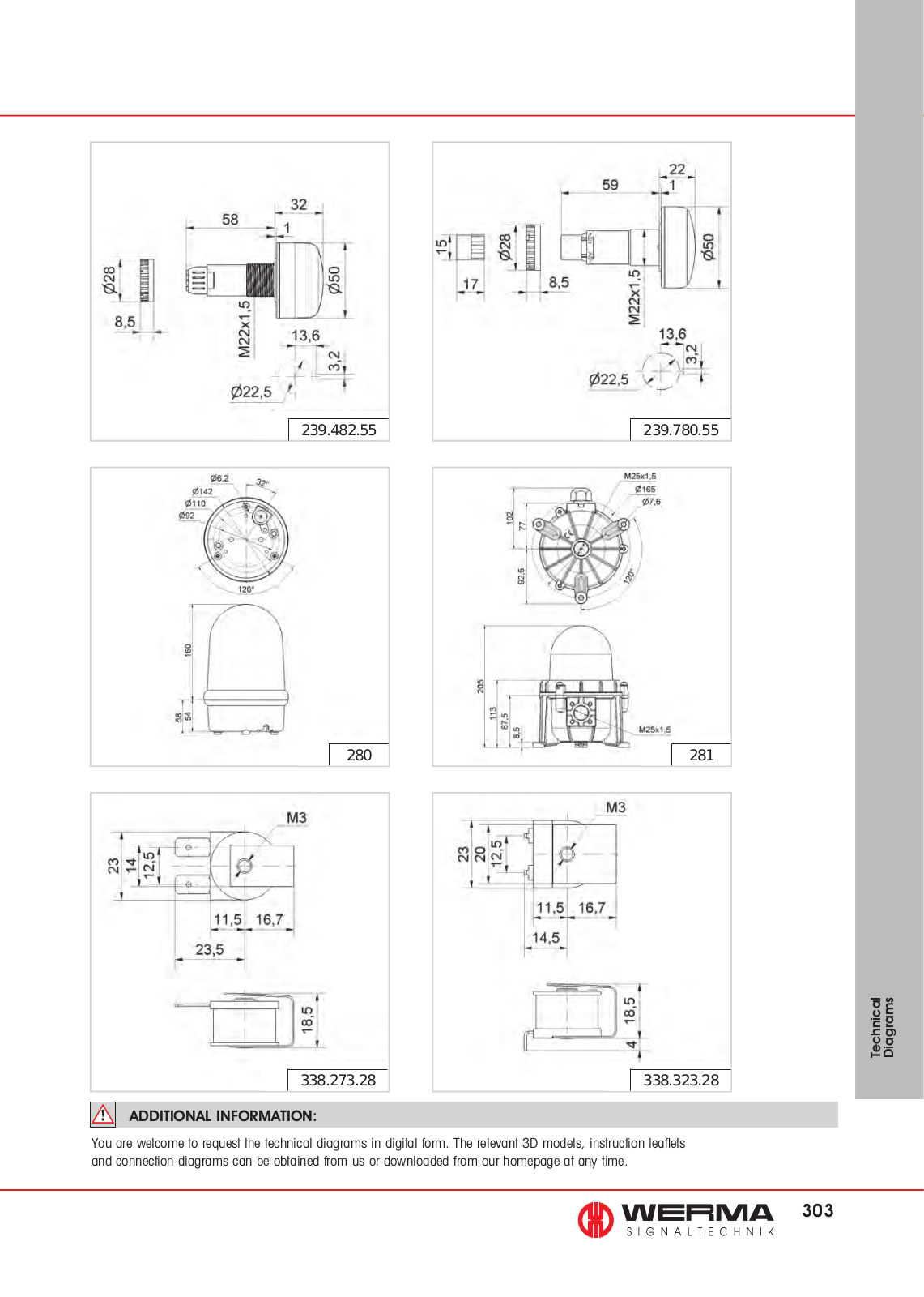 Werma 239.482.55, 239.780.55, 280, 281, 338.273.28 Technical Diagrams