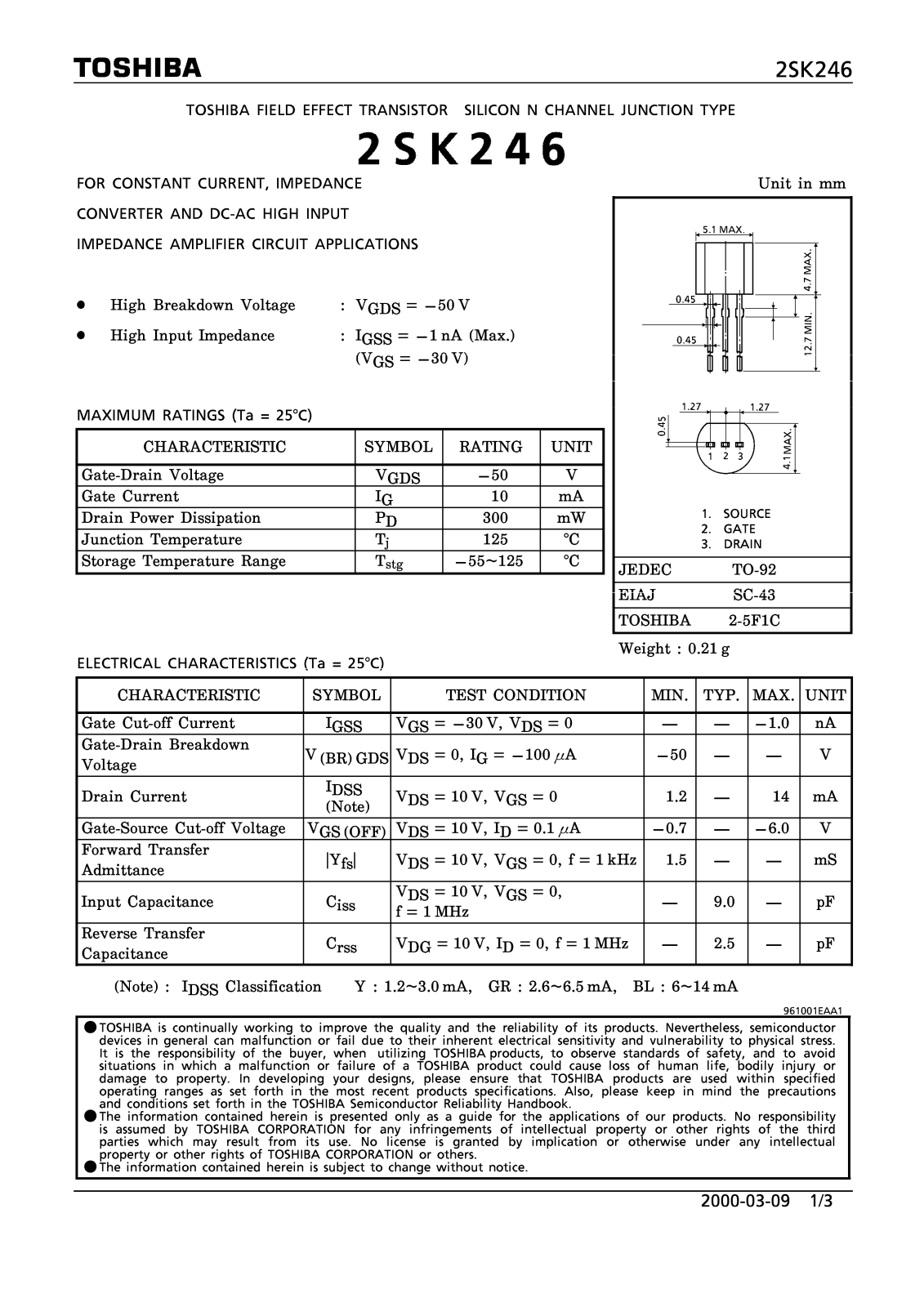 Philips 2sk246 DATASHEETS