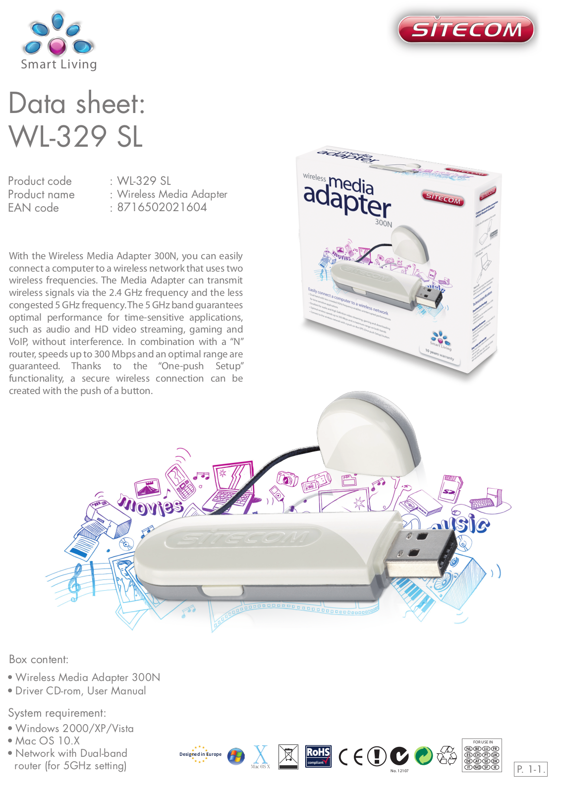 Sitecom WL-329 SL DATASHEET