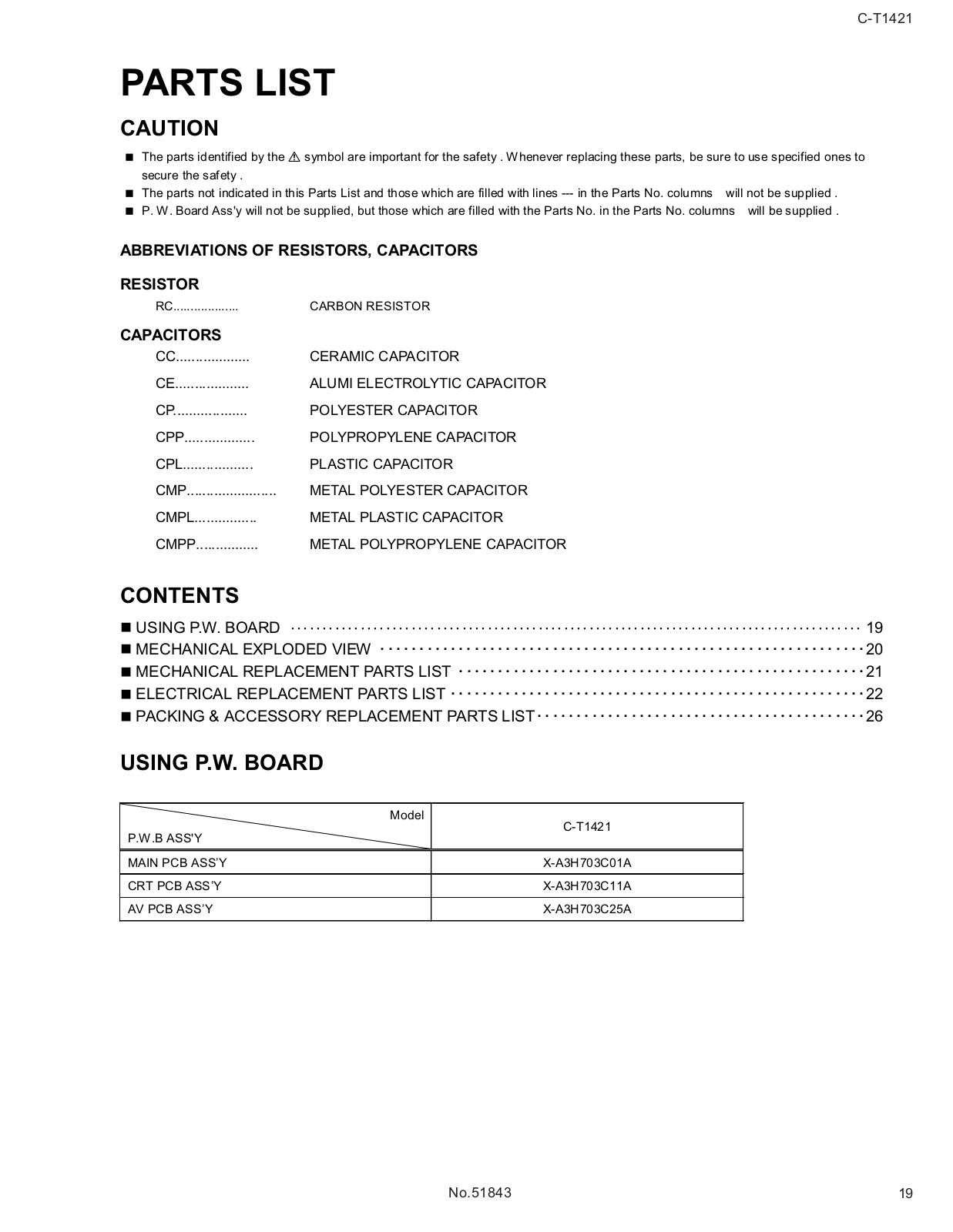 JVC C-T1421 Parts List