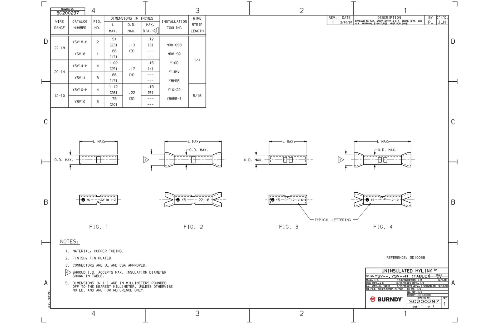 Burndy YSV14 Data Sheet